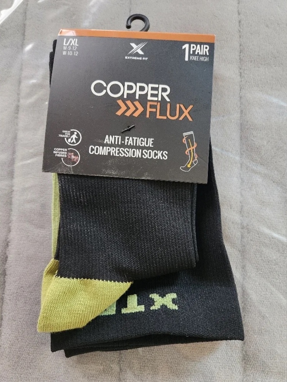 Men’s Anti-Fatigue Compression Knee High Socks - Black with Olive Accents